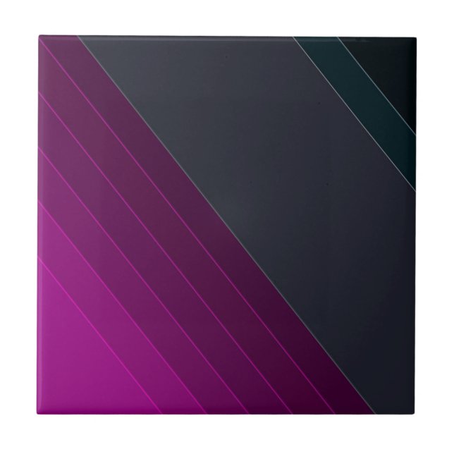 Abstract modern lined lines striped stripe dark pl ceramic tile (Front)