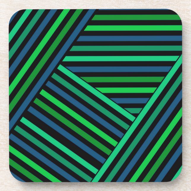 Abstract modern lined lines striped stripe navy gr beverage coaster (Front)
