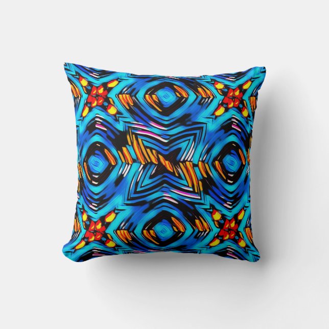 Abstract modern liquid modern liquify waves blue n throw pillow (Front)