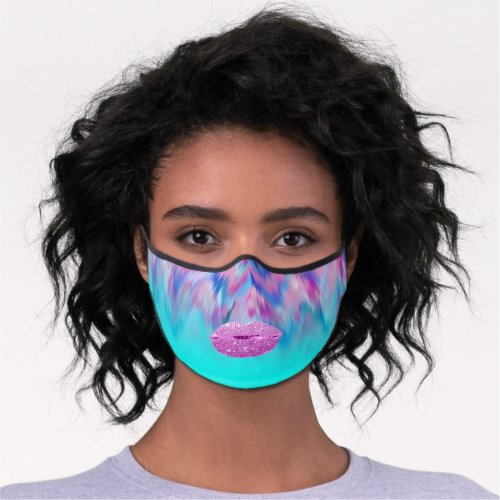 Abstract Modern Makeup Artist Lips Pink Glam Premium Face Mask