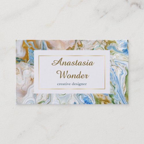 Abstract modern marbel wavy painting pattern business card