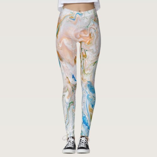 Abstract modern marble wavy painting pattern leggings