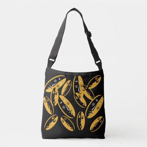 abstract modern masks pattern crossbody bag