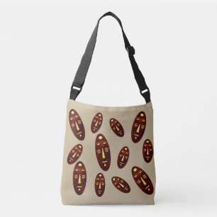 abstract modern masks pattern crossbody bag