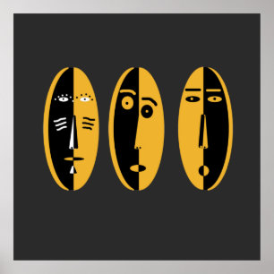 Abstract modern masks pattern poster