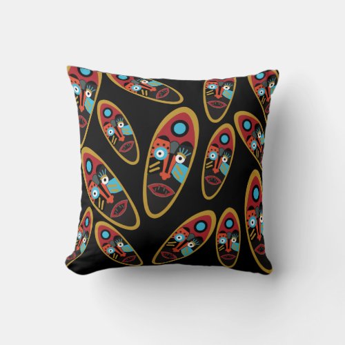 abstract modern masks pattern throw pillow