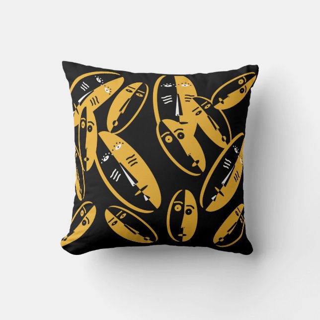 abstract modern masks pattern throw pillow (Front)