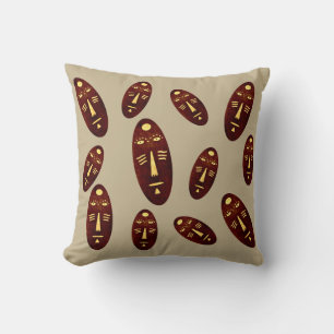 abstract modern masks pattern throw pillow