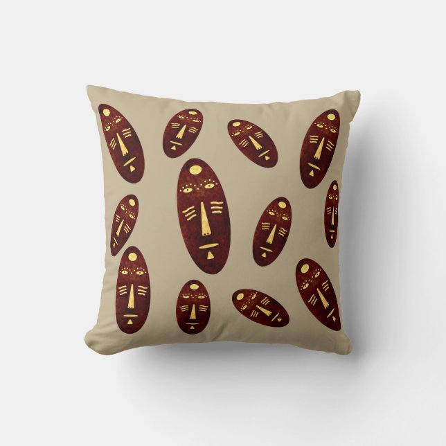 abstract modern masks pattern throw pillow (Front)