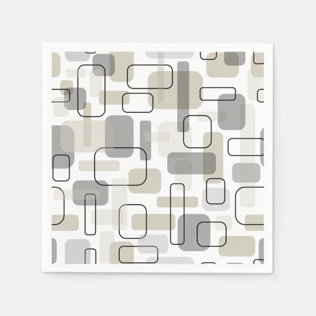 Abstract Modern Mid-Century Style Geometric Design Napkins (Front)