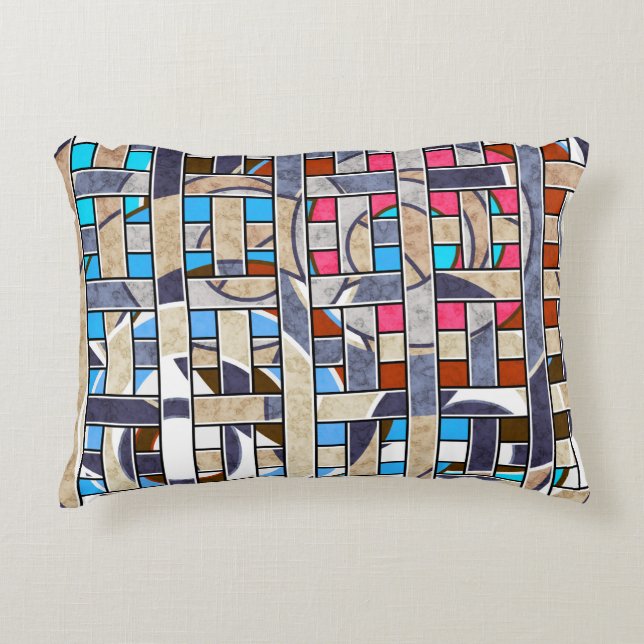 Abstract modern minimalistic art landscape geo accent pillow (Front)