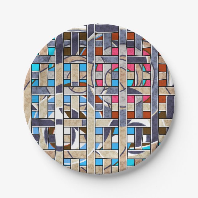 Abstract modern minimalistic art landscape geo paper plates (Front)
