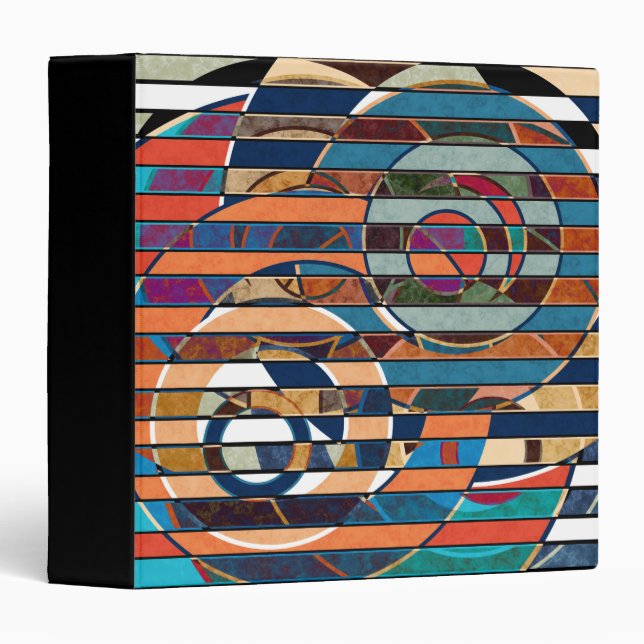 Abstract modern minimalistic art landscape geometr 3 ring binder (Front/Spine)