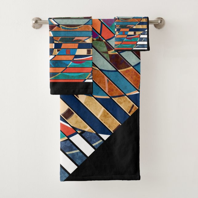Abstract modern minimalistic art landscape geometr bath towel set (Insitu)