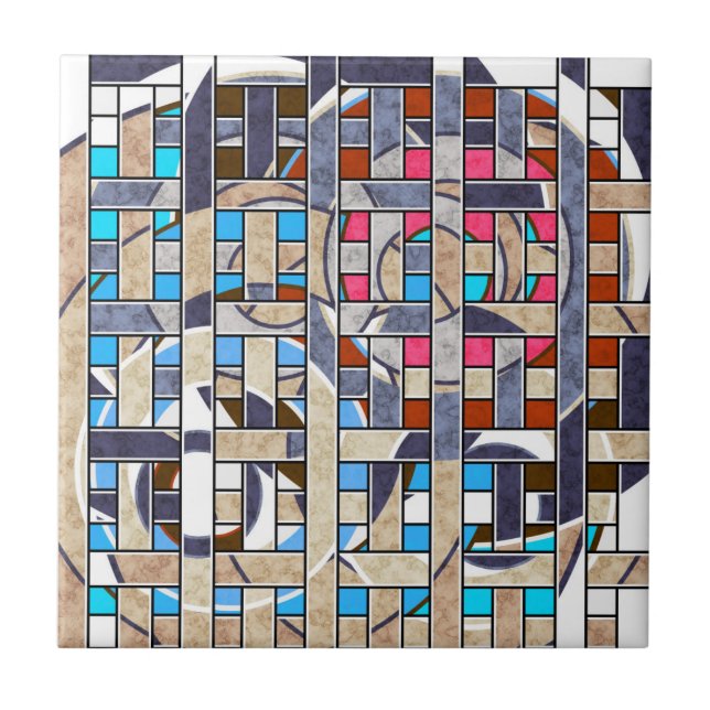 Abstract modern minimalistic art landscape geometr ceramic tile (Front)