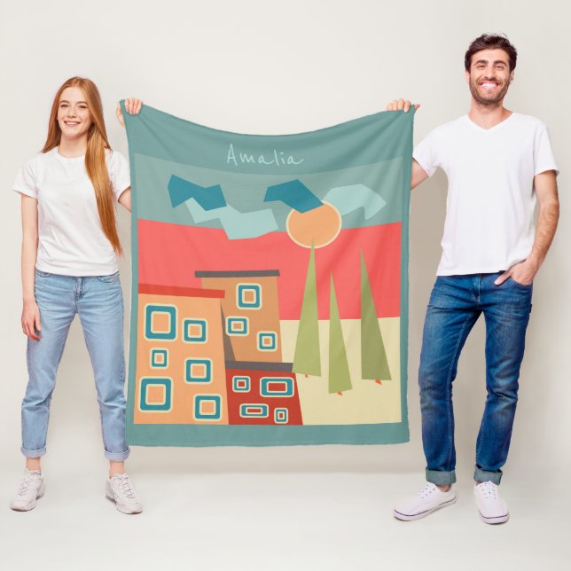 Abstract modern minimalistic art landscape geometr fleece blanket (In Situ)