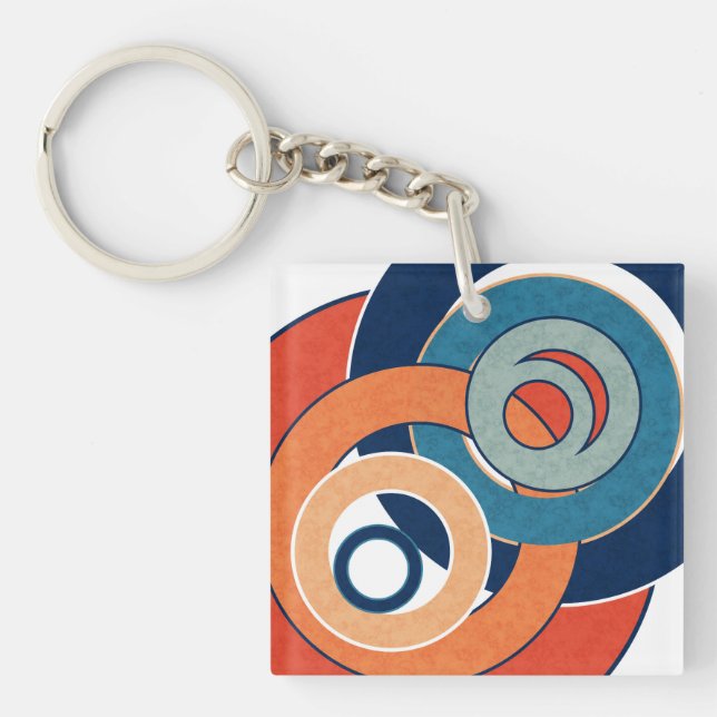 Abstract modern minimalistic art landscape geometr keychain (Front)
