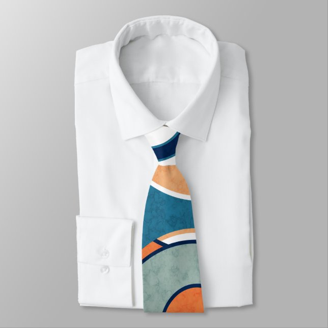 Abstract modern minimalistic art landscape geometr neck tie (Tied)