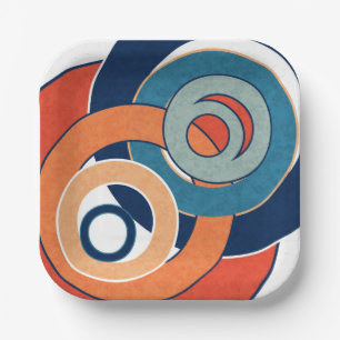 Abstract modern minimalistic art landscape geometr paper plates