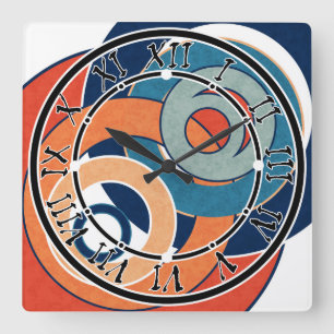 Abstract modern minimalistic art landscape geometr square wall clock