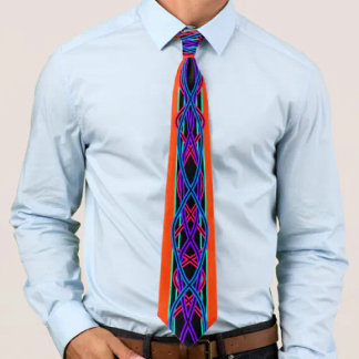 Abstract Modern Mirrored Duel Ribbon Line Art Neck Tie