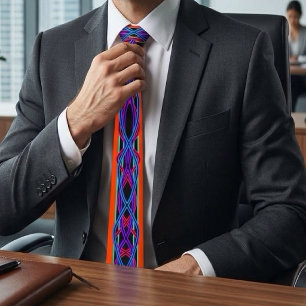 Abstract Modern Mirrored Duel Ribbon Line Art Neck Tie