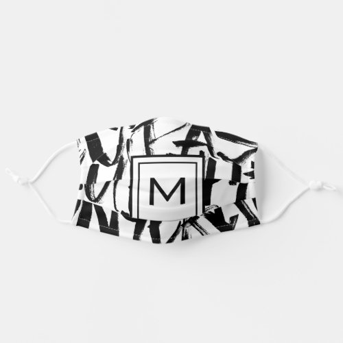 Abstract Modern Monogram Black and White Adult Cloth Face Mask