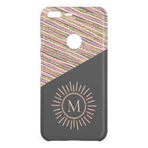 Abstract Modern Monogram Pink Yellow Gold Uncommon Google Pixel XL Case