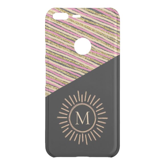 Abstract Modern Monogram Pink Yellow Gold Uncommon Google Pixel XL Case (Back)