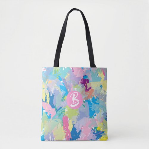 Abstract Modern Monogram Trendy Tote Bag