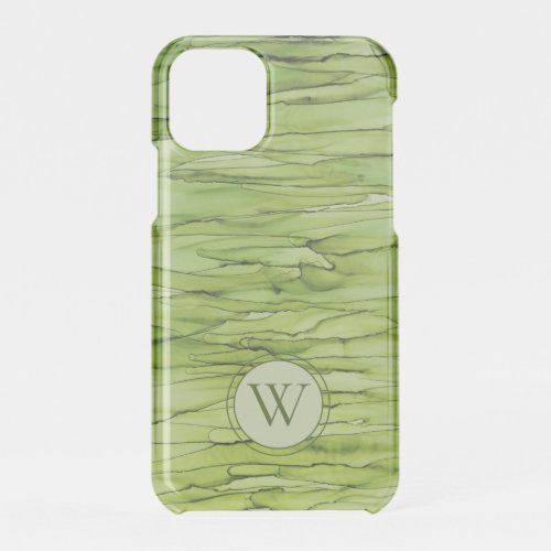 Abstract Modern Monogrammed Green Patterned Art iPhone 11 Pro Case