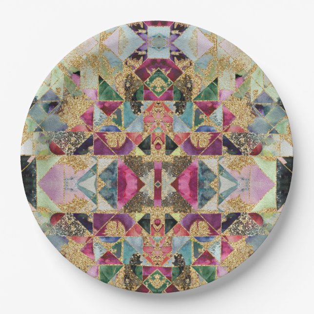Abstract modern moroccan asian ornamental decor tr paper plates (Front)
