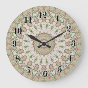 Abstract modern mosaic kaleidoscope tile pattern large clock