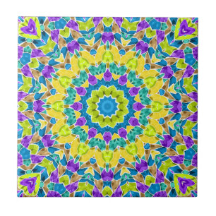 Abstract modern mosaic kaleidoscopic tile pattern