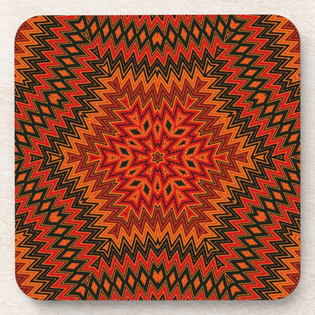 Abstract modern mosaic kaleidoscopic tile pattern beverage coaster (Front)
