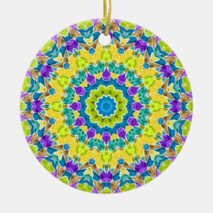 Abstract modern mosaic kaleidoscopic tile pattern ceramic ornament