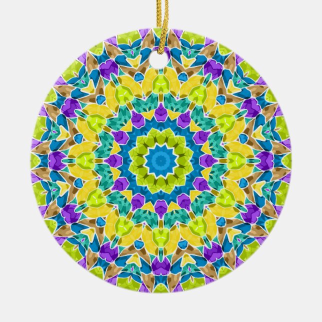 Abstract modern mosaic kaleidoscopic tile pattern ceramic ornament (Front)