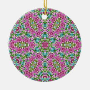Abstract modern mosaic kaleidoscopic tile pattern ceramic ornament