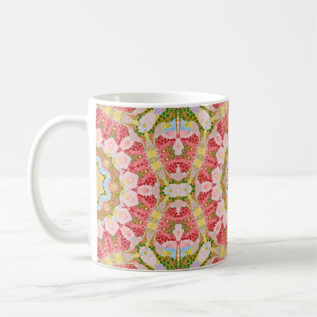 Abstract modern mosaic kaleidoscopic tile pattern coffee mug (Left)