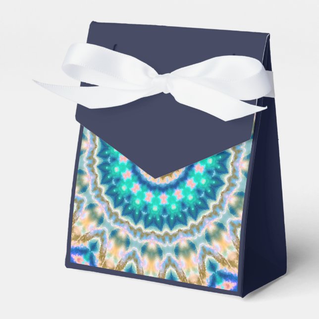 Abstract modern mosaic kaleidoscopic tile pattern favor boxes (Front Side)
