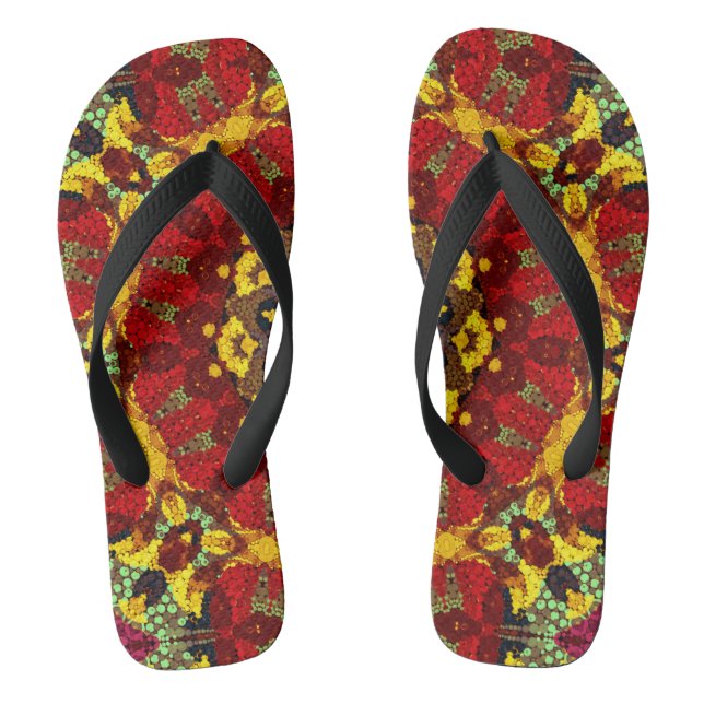Abstract modern mosaic kaleidoscopic tile pattern flip flops (Footbed)