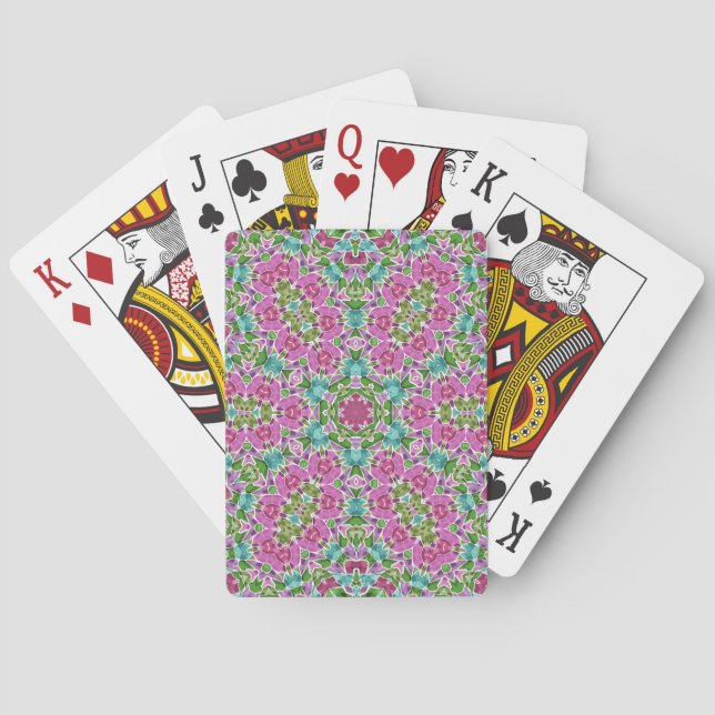 Abstract modern mosaic kaleidoscopic tile pattern poker cards (Back)