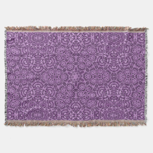 Abstract modern mosaic kaleidoscopic tile pattern throw blanket (Front)