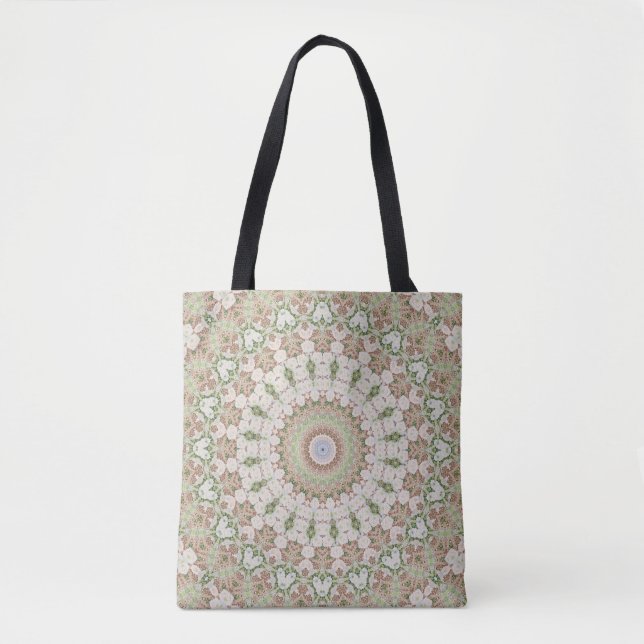 Abstract modern mosaic kaleidoscopic tile pattern tote bag (Front)