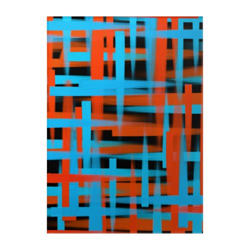 Abstract Modern Orange Blue Black Brush strokes Acrylic Print
