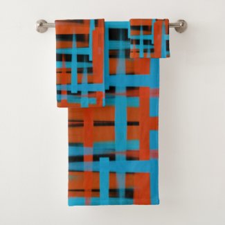 Abstract Modern Orange Blue Black Brush strokes