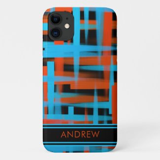 Abstract Modern Orange Blue Black Strokes Monogram