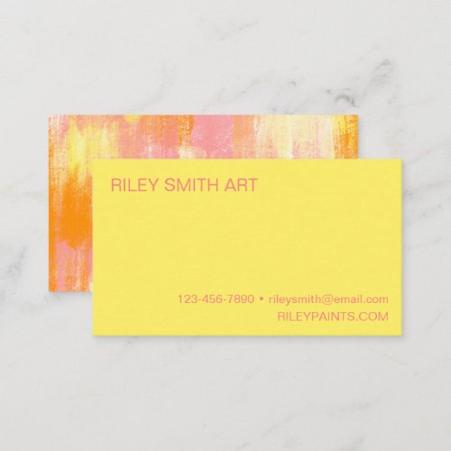 Abstract Modern Orange Yellow Pink Unique Business Card