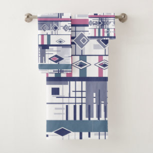Abstract modern ornament geometric elements vintag bath towel set