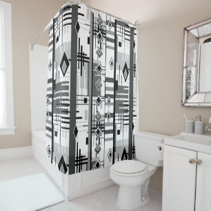 Abstract modern ornament geometric elements vintag shower curtain